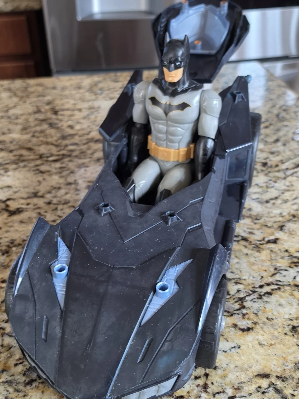 Mattel Batman Figure and Batmobile - Black, Gray, Yellow